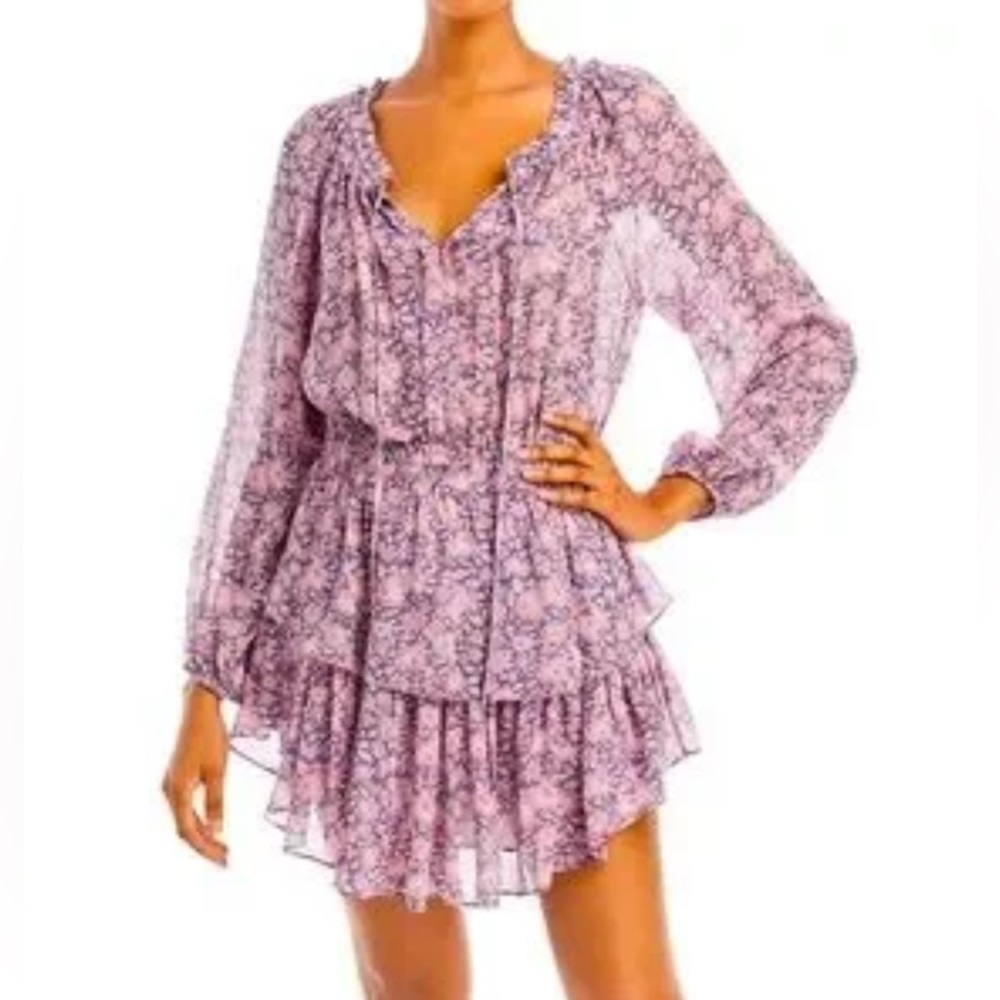 LoveShackFancy Lavender Floral‎ Long Sleeve Popover Dress